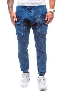 Spodnie jeansowe baggy męskie granatowo-szare Denley 191