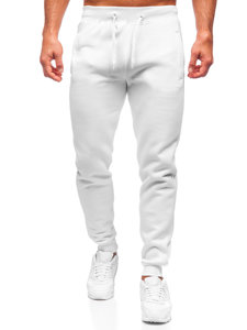 Spodnie męskie joggery dresowe białe Denley XW01