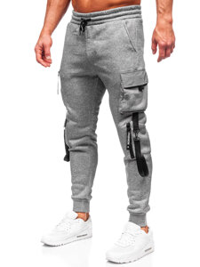 Szare bojówki spodnie męskie joggery dresowe Denley HSS020