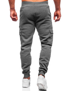 Szare bojówki spodnie męskie joggery dresowe Denley JX8715