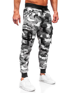 Szare bojówki spodnie męskie joggery dresowe moro Denley HSS125