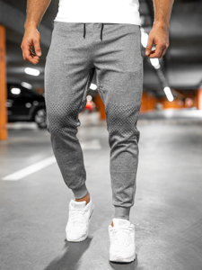 Szare spodnie męskie joggery dresowe Denley HM383