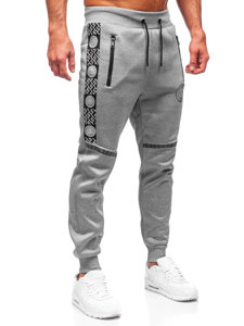 Szare spodnie męskie joggery dresowe Denley HM665