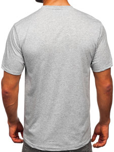 Szary bawełniany t-shirt męski z nadrukiem Denley 14769