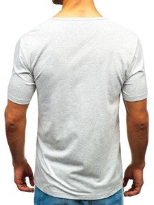 T-shirt męski bez nadruku szary Denley T1281