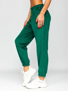 Zielone welurowe spodnie dresowe damskie Denley 3840