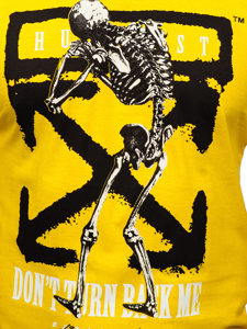 Żółty t-shirt męski z nadrukiem Denley 14485